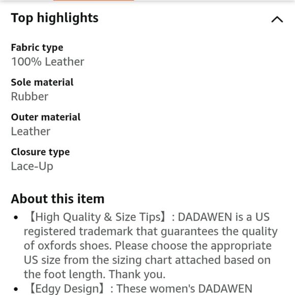 DADAWEN Brown Leather Platform Lace-Up Wingtips Oxfords Shoe Size 40 (9.5) EUC - Picture 10 of 11